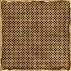 Polka dots design, Brown grungy frame background, seamless repeat black dots pattern, gift wrap paper