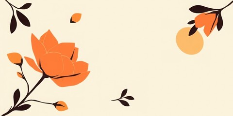 Elegant Orange Flower Bloom Botanical Illustration Design