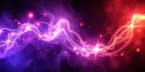 Glowing Purple Red Energy Waves Abstract Background Lights Sparkle Design