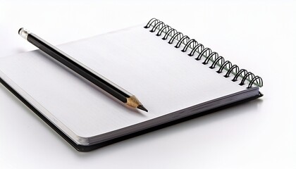 Naklejka premium black pencil with notepad isolated on white