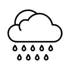 Rainy weather forecast icon vector illustration cloud and rain drops simple outline graphic for design 