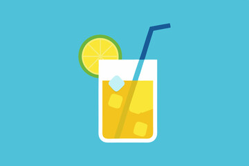 cocktail with lemon and straw