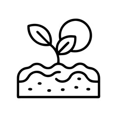 Planting seeds and growing plants in soil icon for agriculture and gardening vector illustration