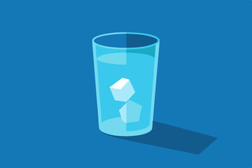 glass of water on blue background