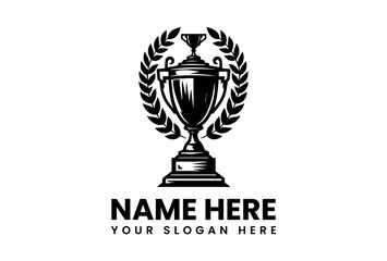 Bold Trophy Cup with Laurel Graphic. Sports Award Design