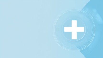 Fototapeta premium Medical plus sign, health care symbol on light blue background for promotion
