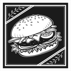 silhouette hamburger on black on white background