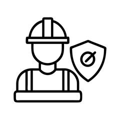 Construction worker safety icon vector illustration for industrial protection and insurance concept design