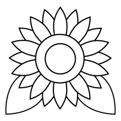 シンプルなひまわりの線画イラスト。塗り絵。