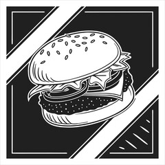 silhouette hamburger on black on white background