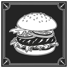 silhouette hamburger on black on white background