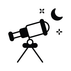 Moon telescope icon amazingly designed in glyph style