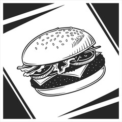 silhouette hamburger on black on white background