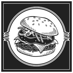 silhouette hamburger on black on white background