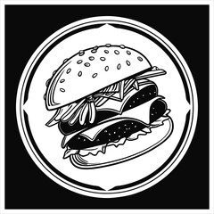 silhouette hamburger on black on white background