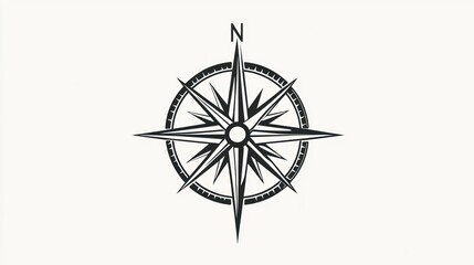 Compass rose, nautical star on white background, for direction, navigation, travel