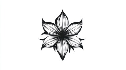 Black flower design element isolated on a white background for creative design