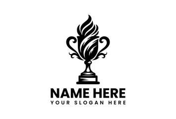 Detailed Trophy Cup with Smaller Trophy and Laurel Wreath Vector Graphic. Modern Award Design