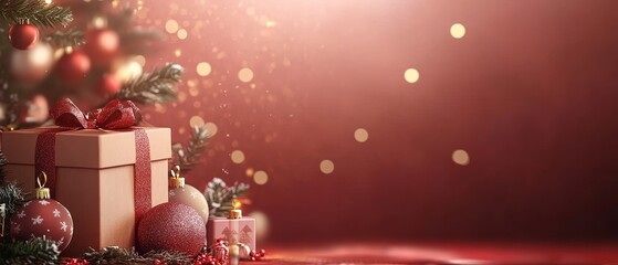 Design a cozy and festive Boxing Day background featuring warm, inviting colors, holiday decorations, and soft textures, with plenty of copy space for promotional messages or personal greetings 