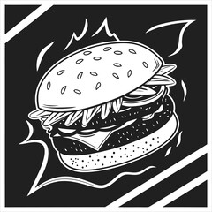 silhouette hamburger on black on white background