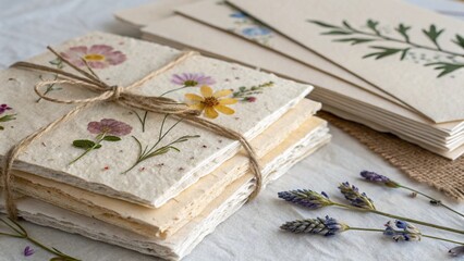 Paper card detail, highlighting the craft and botanical theme.

