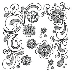 hand drawn outline flowers illustration. Line Drawing flower. hand drawn sketch of flowers illustration. 