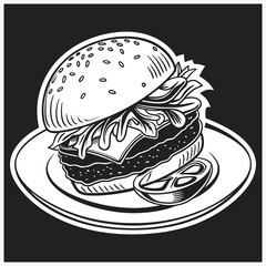 silhouette hamburger on black on white background