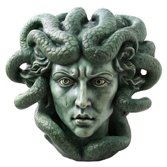 Sculpted Head with Snakes Artwork Close Up - Dramatic Female Figure. Mythology and Fantasy Concept