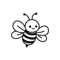 Cute Bee Doodle Simple Line Art Illustration