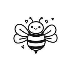 Cute Bee Doodle Simple Line Art Illustration