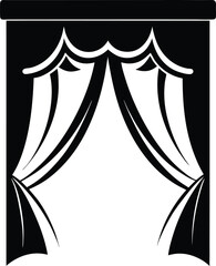 curtain black and white silhouette vector design