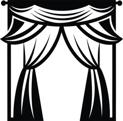 curtain black and white silhouette vector design