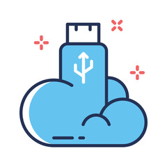 Have a look at this amazing line icon showing usb storage cloud