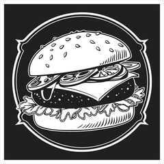 silhouette hamburger on black on white background