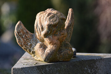 Angel sculpture on a gravestone