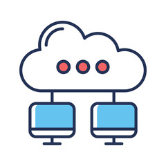 An icon creatively designed in line style showing cloud hosting