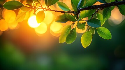 Golden Sunset Leaves Nature Photography