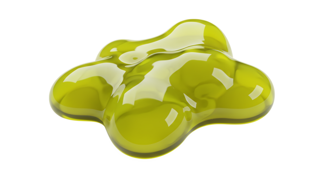 Explore a Glossy Green Gel Shape with Smooth Curves and Vibrant Color