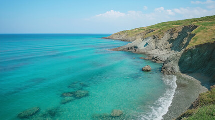Fototapeta premium Breathtaking Serenity: Clear Waters Gently Caressing a Bright Sandbar