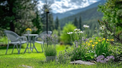 Outdoor garden table setting