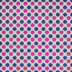 Polka dots design, Gray background, seamless repeat blue and red dots pattern, gift wrap paper