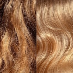 Different textures of hair showcasing wavy and straight styles under natural lighting