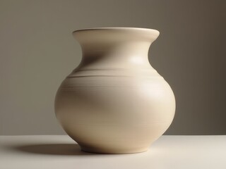 Ceramic beige clean vase. The vase is empty and has a simple, elegant design. handicrafts, DIY products.
