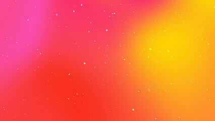 Pink and orange gradient background features small white dots