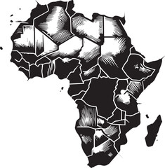 Clean Black-and-White Vector Map of Africa – Sharp Borders, Minimal Detail
