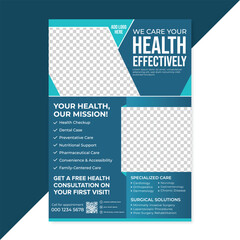 Creative modern Medical flyer.a4 size design. Simple design, creative and clean flyer template. Horizontal mockup. Nice layout, For professional business