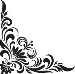 Elegant floral design element. Black and white vector illustration.