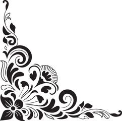 Elegant floral design element. Black and white vector illustration.