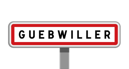 Panneau sur poteau central de Guebwiller, Haut-Rhin, Grand Est