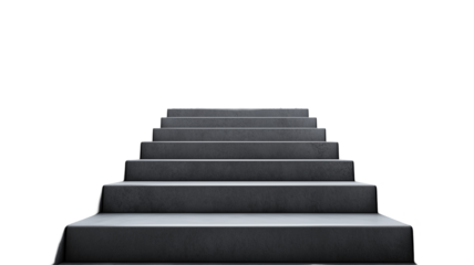 Modern grey stairs leading upward, a symbol of progress PNG file isolated on transparent background cut out, clipping path, social media, close up, high quality, web, banner poster.

